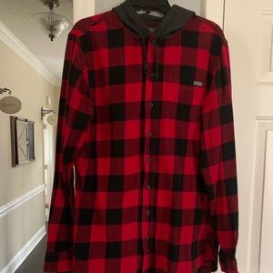 EDDIE BAUER MENS FLANNEL WITH HOOD